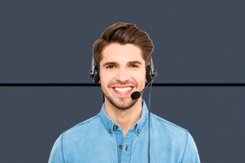 dark haired man with headset answering phone Procopy, Inc., Bergen County, New Jersey contact us