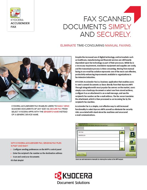 Kyocera Software Capture And Distribution Accusender Fax Brochure Thumb, Procopy, Inc., Bergen County, New Jersey