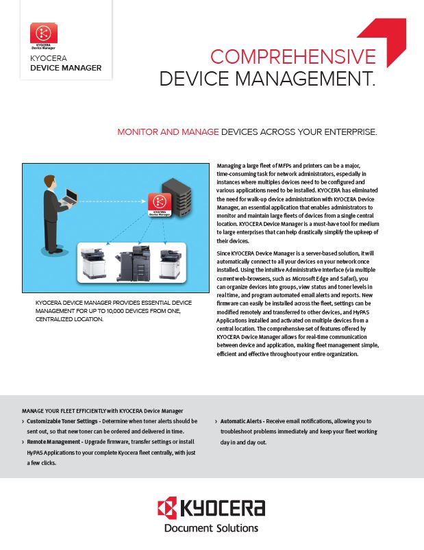 Kyocera Software Network Device Management Kyocera Device Manager Data Sheet Thumb, Procopy, Inc., Bergen County, New Jersey